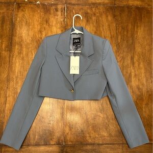 NWT Zara Women's Charcoal Cropped Blazer